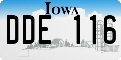 IA license plate DDE116