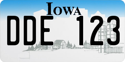 IA license plate DDE123