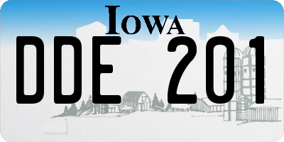 IA license plate DDE201