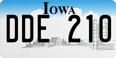 IA license plate DDE210