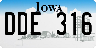 IA license plate DDE316