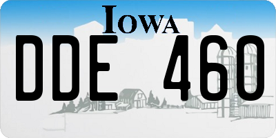 IA license plate DDE460