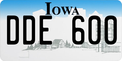 IA license plate DDE600