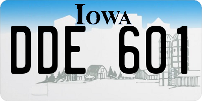 IA license plate DDE601