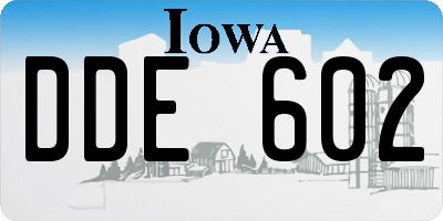 IA license plate DDE602