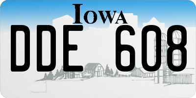 IA license plate DDE608