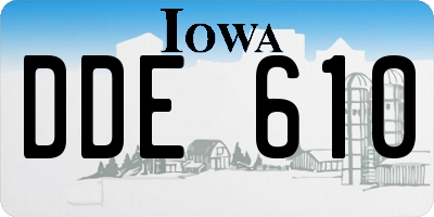 IA license plate DDE610