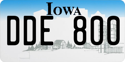 IA license plate DDE800