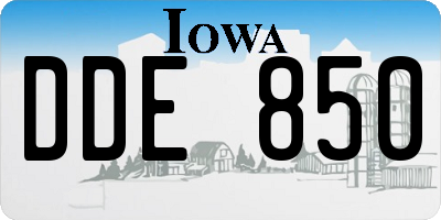 IA license plate DDE850