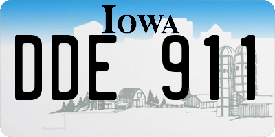 IA license plate DDE911