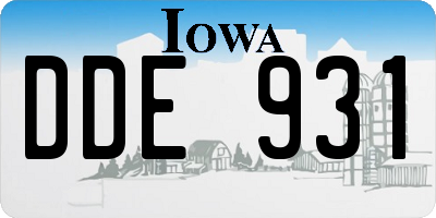 IA license plate DDE931