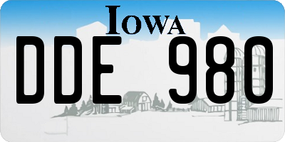 IA license plate DDE980