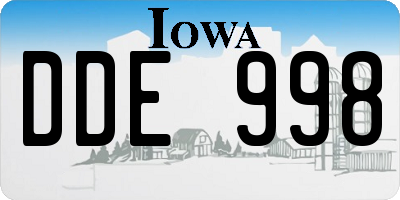 IA license plate DDE998