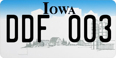 IA license plate DDF003