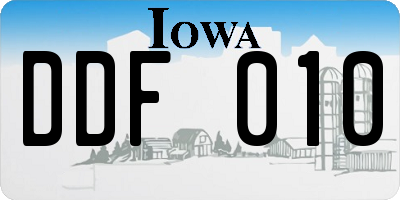 IA license plate DDF010