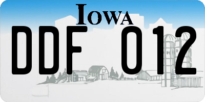 IA license plate DDF012