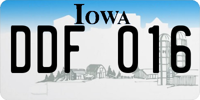 IA license plate DDF016
