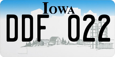 IA license plate DDF022