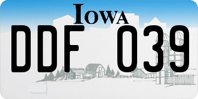 IA license plate DDF039