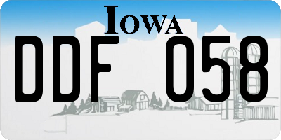 IA license plate DDF058