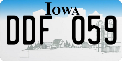 IA license plate DDF059