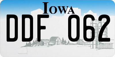 IA license plate DDF062