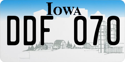 IA license plate DDF070