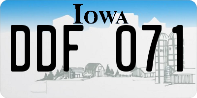 IA license plate DDF071