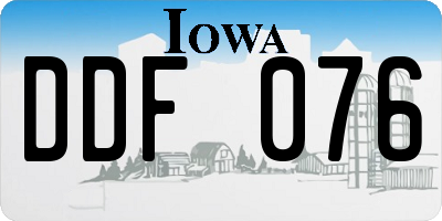 IA license plate DDF076