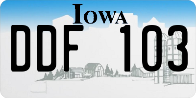 IA license plate DDF103