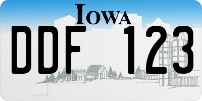 IA license plate DDF123