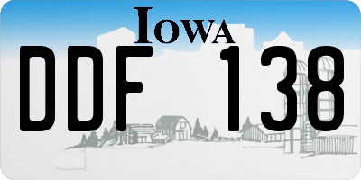 IA license plate DDF138