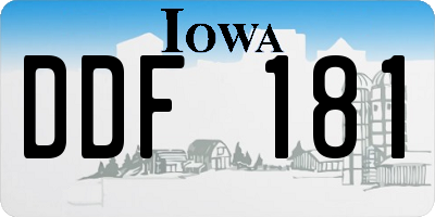 IA license plate DDF181
