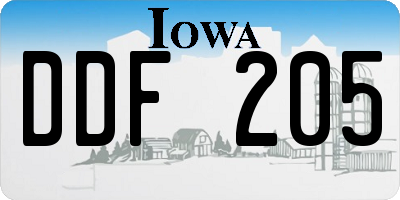 IA license plate DDF205