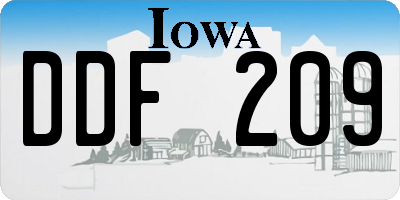 IA license plate DDF209