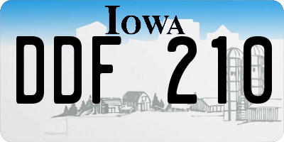 IA license plate DDF210