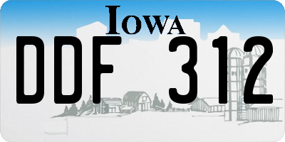 IA license plate DDF312