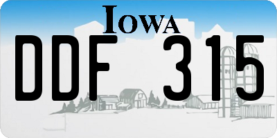 IA license plate DDF315