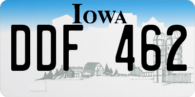 IA license plate DDF462