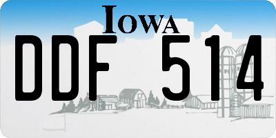 IA license plate DDF514