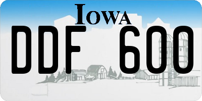 IA license plate DDF600