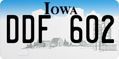 IA license plate DDF602