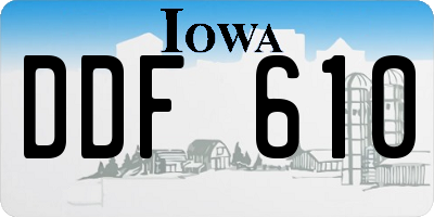 IA license plate DDF610