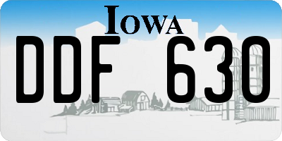 IA license plate DDF630