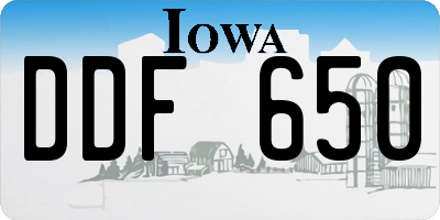 IA license plate DDF650