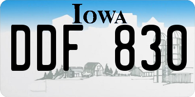 IA license plate DDF830