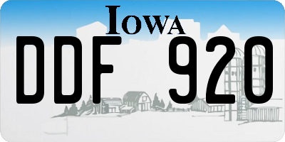 IA license plate DDF920