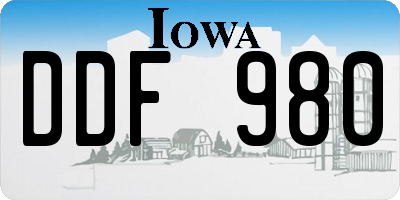 IA license plate DDF980