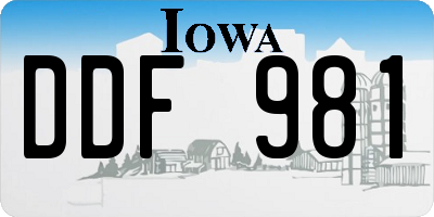 IA license plate DDF981