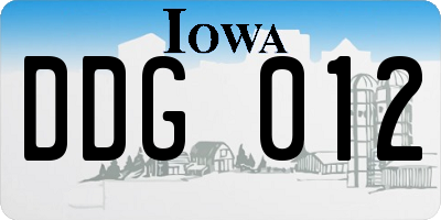 IA license plate DDG012